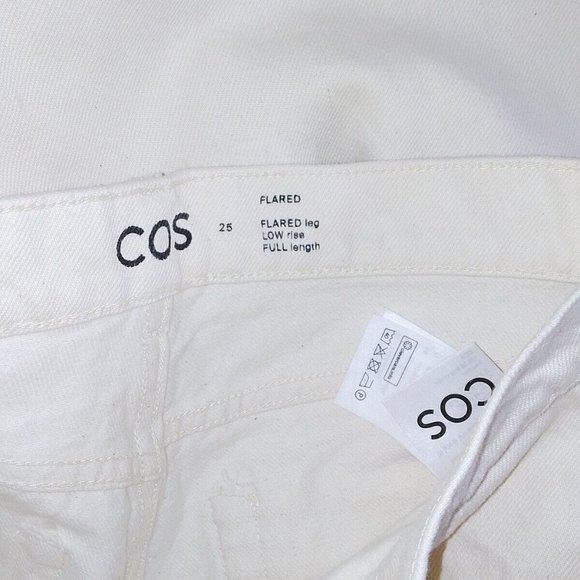 COS (25) Flared Jeans Size UK 8 10 EU 36 38 Cream Ecru Low-Rise Full-Length - Picture 9 of 9